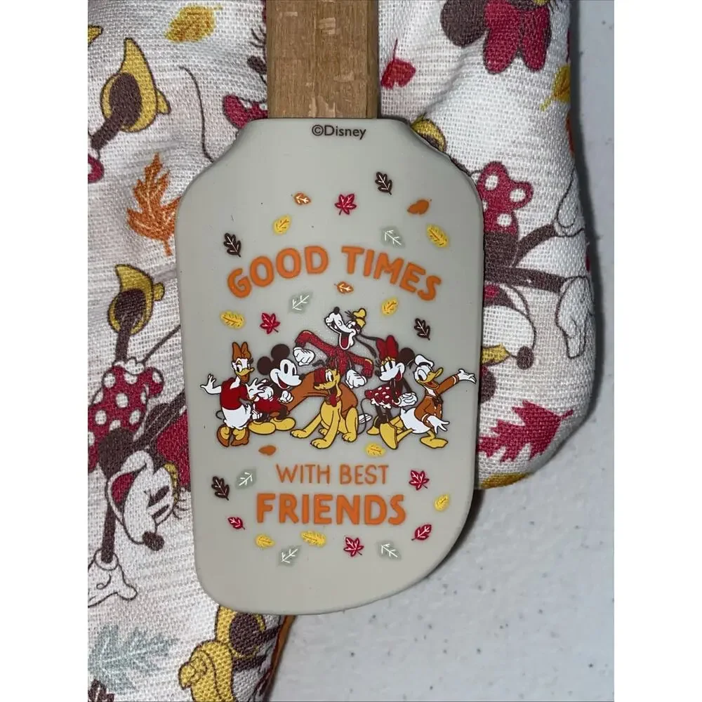 Disney 3 Piece Baking Set Oven Mitt Spatula Whisk Mickey Minnie Mouse Happy Fall